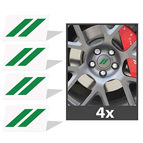 Image of IPG Compatible for Dodge Charger Challenger Durango Wheel Center Cap Decal Sticker Wrap Kit Personalize Your Vehicle (Inner Logo, Green)