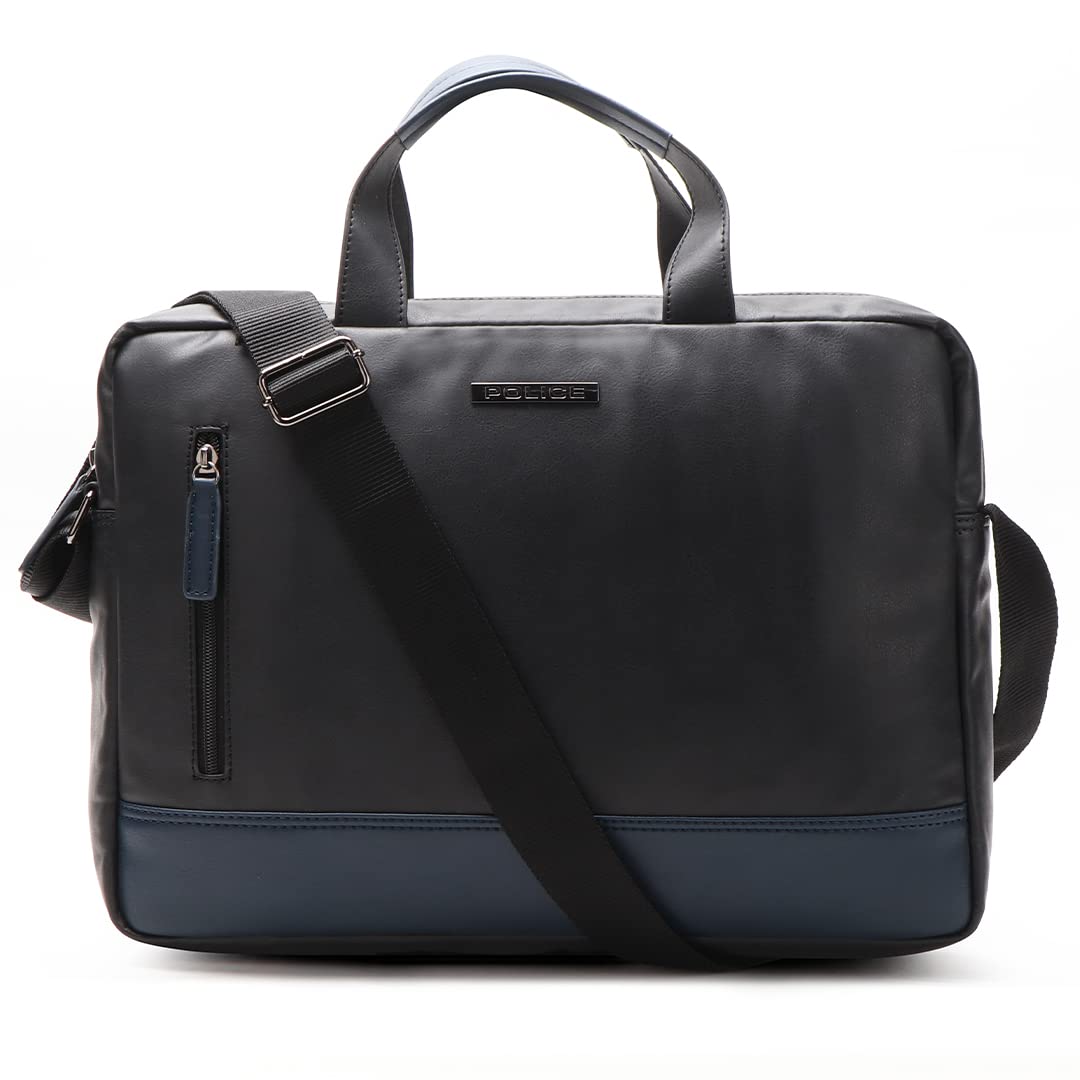 POLICE Iconic 14" Briefcase-Black/Navy Stylishly Designed Laptop Briefcase for Men Office and Casual use (B0BFD683Q3) Amazon Price History, Amazon Price Tracker