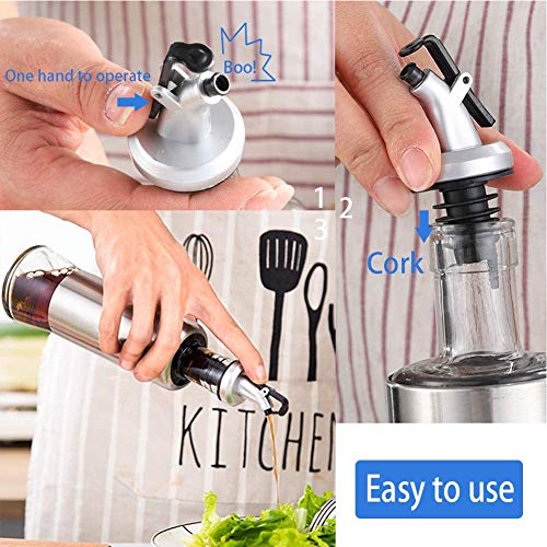 Image of Pour Spouts Kit, Oils Dispenser Sets, Oil bottle stopper for Olive Oil, Wine, Vinegar, Soy Sauce, Leak-Proof oil spouts 4 Packs