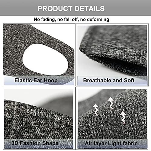 4Pcs Reusable Cloth Face Cover ,Breathable Washable Face Mask Cover,3D Soft Elastic Face Masc For Women And Men Adult Fashion Mouth Covering(4Pcs-Linen Gray) #TOP3