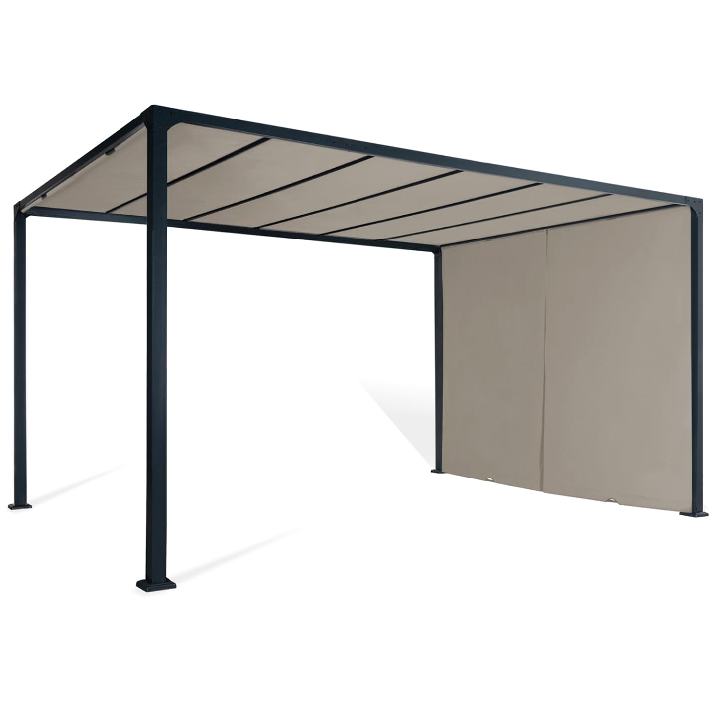IDMarket - Pérgola, deslizante, 2 paneles, 3 x 4 m, mirador de jardín, lona, topo