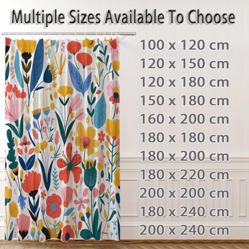 Rideau de douche fleur 100x120 cm en polyester imperméable pour baignoire - 6