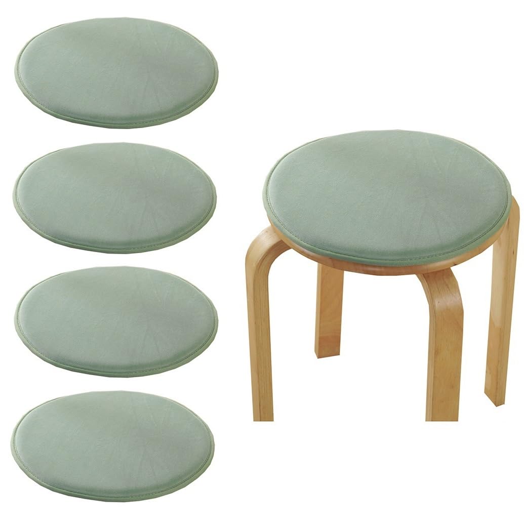 MOODMUSE Round Chair Cushions Non Slip Stools Pads With Ties 30CM/34CM/40CM Round Seat Cushions Bar Kitchen High Stools Chairs Cushions 1/2/4 Packs (Color : Green-1, Size : 40cm(15.7inch)*4 packs)