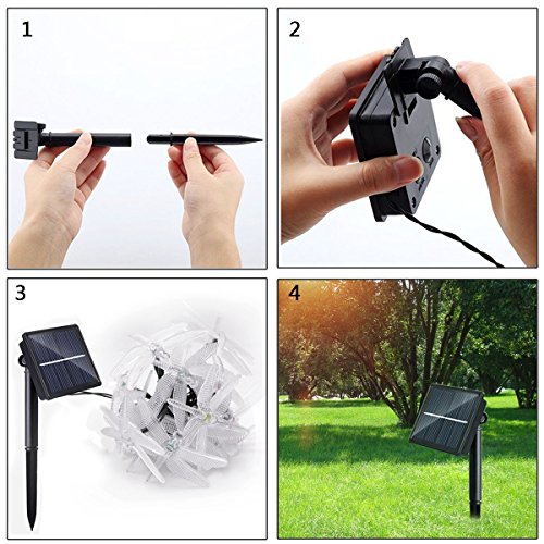 Solar Dragonfly String Light 30Led 21Ft Garden Stake Lights Waterproof Outdoor Twinkle Fairy Lights With 8 Lighting Modes For Trees, Patio, Fence Christmas Decor (Warm White) #TOP6