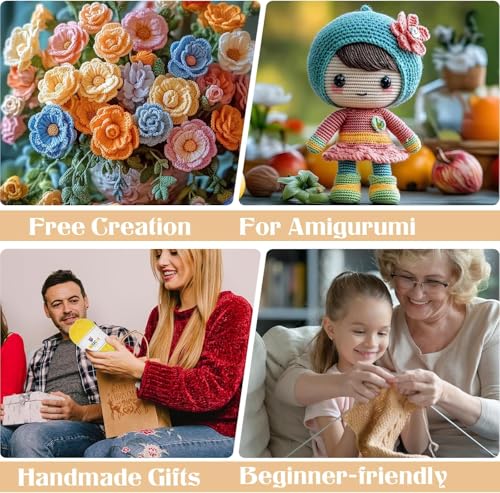 Image of Wolly Wonders Crochet Kits for Beginners with Crochet Thread, Learn to Crochet Set Supplies DIY Tools,Crocheting Kit for Adults Kids