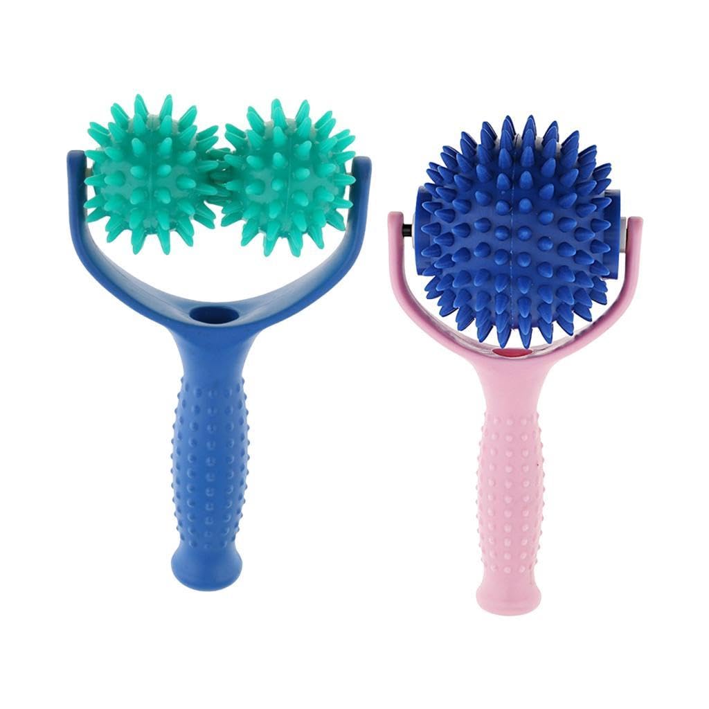 THE STYLE SUTRA 2x Spiky Massage Rollers Relaxation Tools with Handle for Shoulder Neck Back