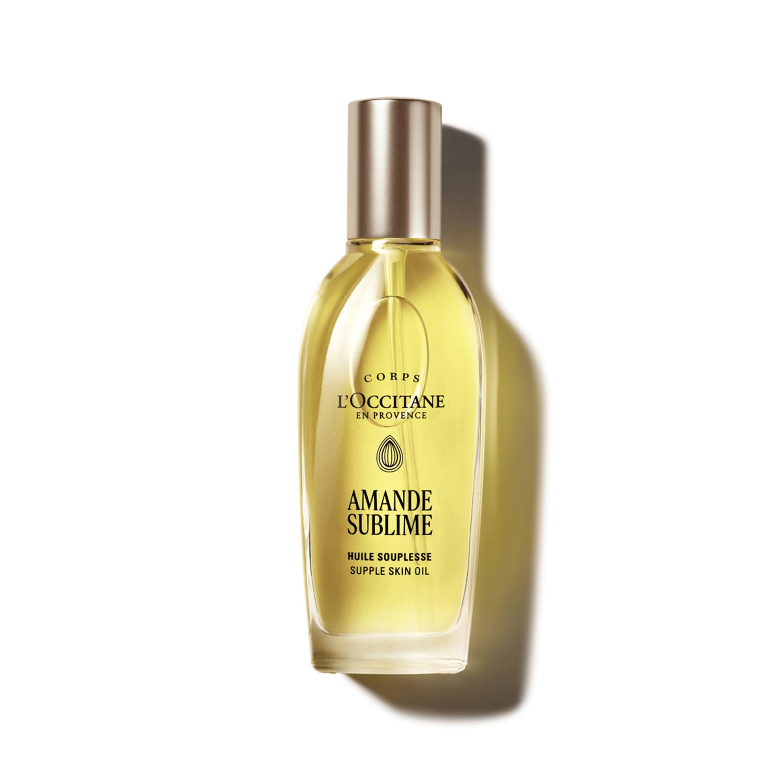 L'OCCITANE - Huile Souplesse Amande Sublime - 100 ml | Tous types de peau - Lisse et améliore l'élasticité de la peau - Fabriqué en France