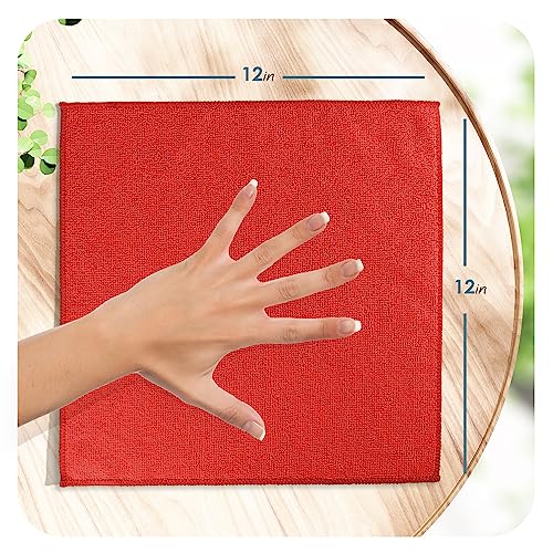 Hearth & Harbor V-HH-CLOTH-M-12-RED Microfiber Cleaning Cloth, Microfiber Towels For Cars 12 Pack Washcloths thumb #1