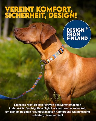 Woolly Wolf Nightless Night Halsband für kleine Hunde Gr. S - Verstellbares Hundehalsband mit maximaler Passform aus recyceltem Polyester, Bequemer Sitz