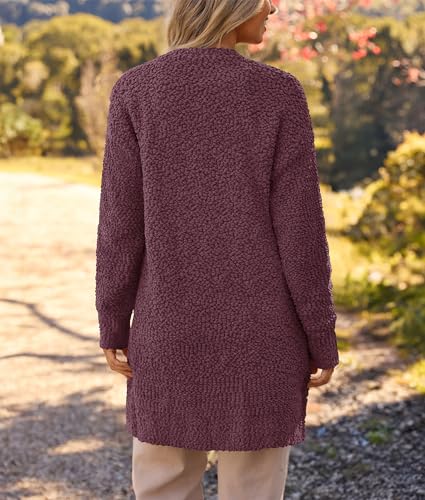 Image of MEROKEETY Women's Long Sleeve Soft Chunky Knit Sweater Open Front Cardigans Outwear Coat
