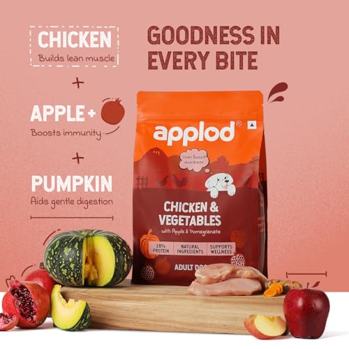 Image of Chicken & Vegetables with Apple & Pomegranate Adult Dry Dog Food | Oven-Baked Complete Nutrition for Skin & Coat Health | Vet-Reviewed Formula | 2kg