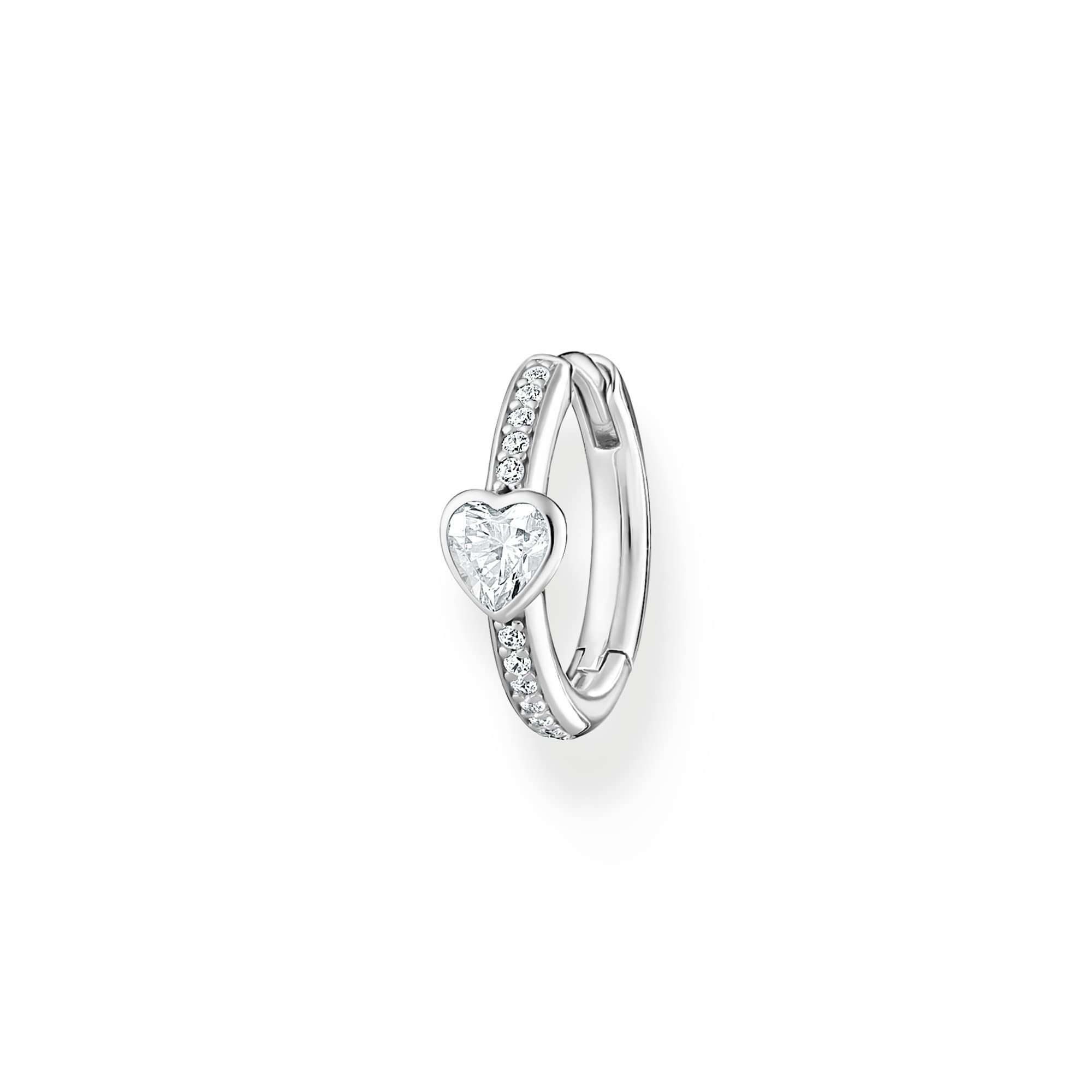 Thomas Sabo Einzel Creole mit Herz und weiße Steine 925 Sterling Silber CR692