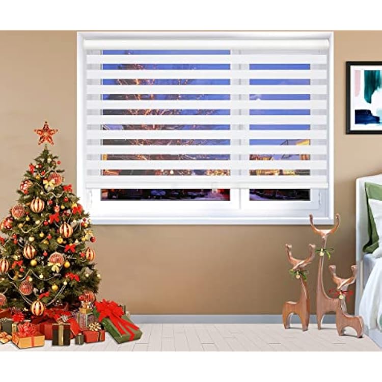 MiLin Cordless Zebra Blinds Window Blinds and Shades Dual Layer Roller Shades, Custom Cut to