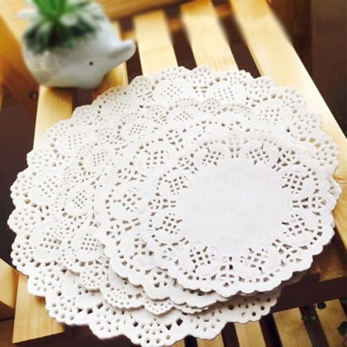 Napperon Dentelle Blanc 300 Pièces Rond pour Table - Pad de Papier pour Gâteau et Décorations De Mariage De Fête