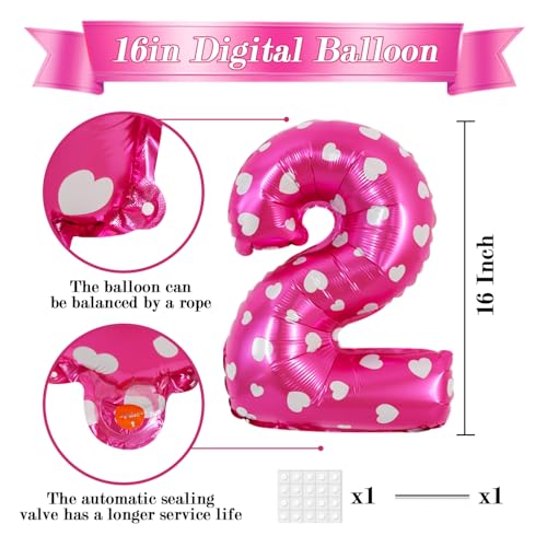 Image of TONIFUL Number Balloon 16 Inch 10Pcs Pink Polka 0-9 Birthday Number Ballons