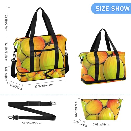 Cute Cartoon Fruit fruit Yellow Gym Bag Travel Weekender Gear Bag with Adjustable Strap for Business Trips Large Capacity3