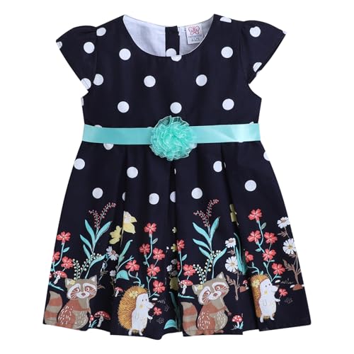 Image of Mama & Bebe Baby Girls Dress Floral Prints Casual Dress with Soft Fabric