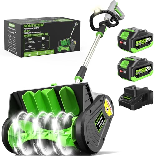Brushless Cordless Snow Shovel, 13.5Inch Electric Snow Blower with 4.0 Ah Battery and Charger, Battery Powered Snow Removal with 25FT Throw Distance for Driveway,Steps, Patio, Sidewalk