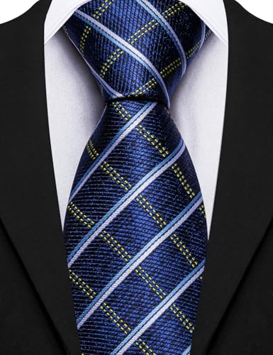 Image of Barry.Wang Mens 6 PCS Ties Silk Striped Paisley Check Floral Necktie Silky Woven Wedding Business Party Ties 3.34 inch