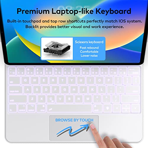 Image of Keyboard Case for iPad Air 13 (M4 2026 /M3 2025 /M2 2024) and iPad Pro 12.9 inch 6th /5th /4th /3rd Generation-Magic-Style Magnetic Keyboard Case with Multi-Touch Trackpad - Floating Cantilever Stand