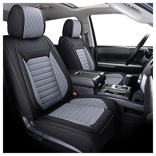 Aierxuan Seat Covers for Toyota Tundra Truck Pickup Full Set Custom Fit 2008-2023 Crewmax Double Cab Waterproof Leather Seat Cushions Compatible with Split Bench 40/60(Full Set/Black-Grey)