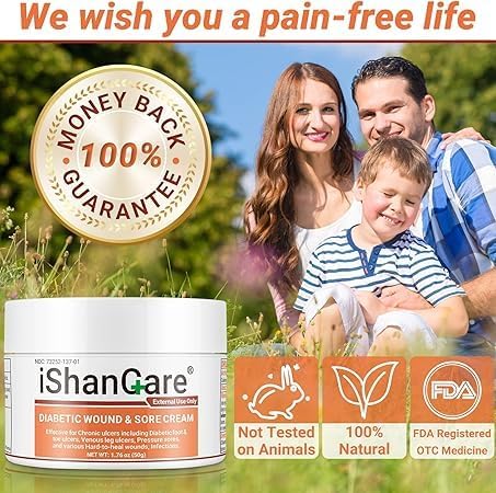 Miniatura 7 de iShanCare Crema para úlceras diabéticas - Pomada curativa de primeros auxilios, ungüento protector natural para úlceras de piernas y pies, úlceras