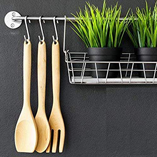 Image of YourGift 20 Pack Flat S Hooks Stainless Steel 3 inches S Shaped Hanging Hooks for Kitchen, Bathroom, Bedroom and Office (Medium)