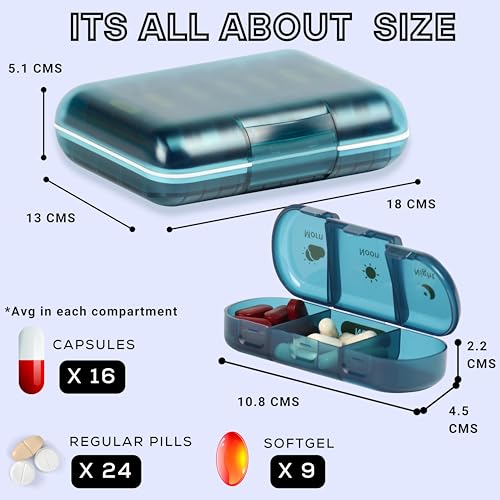 Image of Premium Unbreakable Medicine storage organizer- Waterproof Medicine organizer box- Medicine Box, 7 days Medicine Box For Home-Large Pill Organizer Box Case (Blue-3 Compartment)