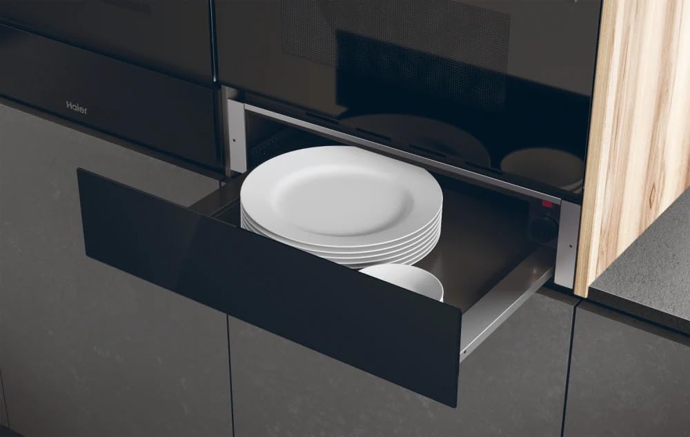 Haier Series 6 HWD14ID6E 15cm High Warming Drawer – Built-In, Black Glass Finish, 20L Capacity, Push-Pull Opening, Food & Plate Warming – 6 Place Settings — view 4
