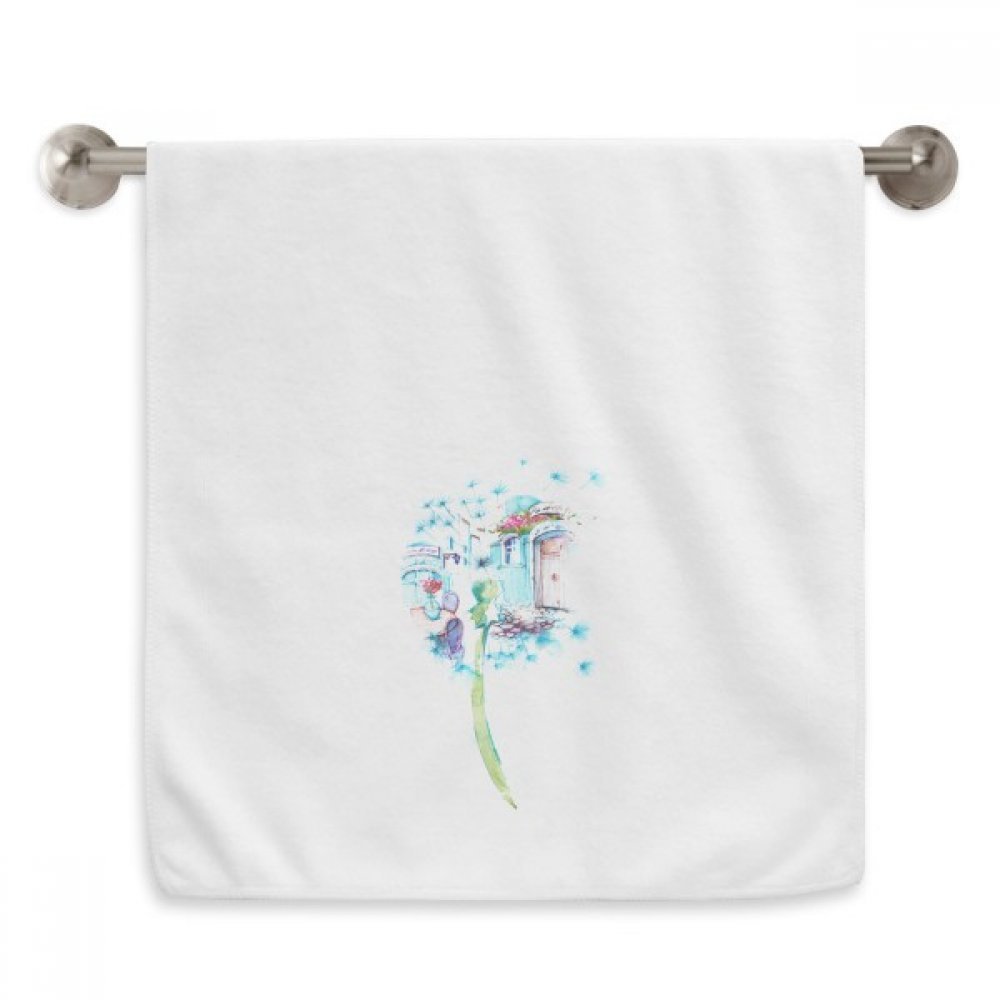 Serviette douce pissenlit aquarelle 33x74 cm blanche pour table et chalet