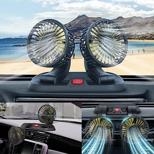 Car Fan, 360 Degree Rotation, 12V Plug Into Cigarette Lighter 2 Speed Adjustable