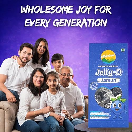 Image of Nutrinat Jelly D Jamun - Fruit Jelly Candy (Pack of 20) | No Gelatin, No Refined Sugar | Plant-Based Pectin Toffee | Healthy Fruity Snacks for All