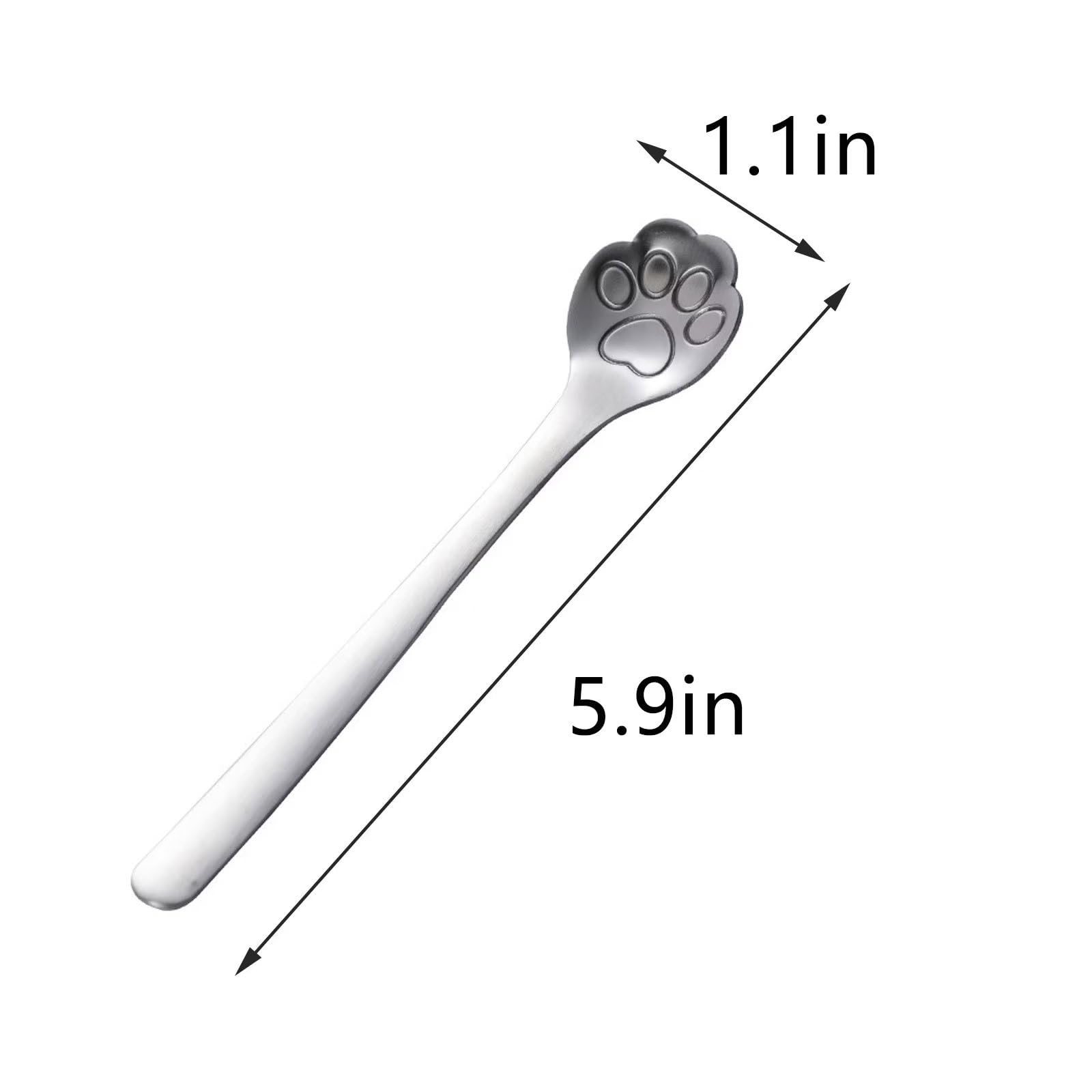 Typutomi 10 Pcs Cat Paw Spoons, Cute Stainless Steel Coffee Spoons Teaspoon Hollow Out Dessert Spoons Ice Cream Cake Stirring Spoon for Home Kitchen Party(5 Colors, 2-Style)