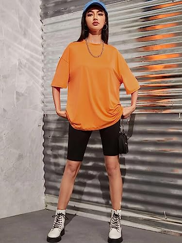 Image of Rigo Back Printed Half Sleeves Round Neck Oversized T-Shirt for Women | Drop Shoulder T-Shirt for Women | Loose Baggy Fit T-Shirt for Women /Girls