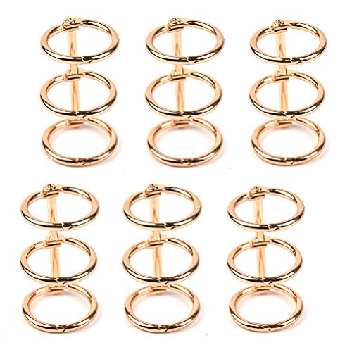 BUYGOO 20Pcs 3 Ring Metal Loose Leaf Binders Book Rings Snap Split Hinged with 20 mm Inner Diameter Gold Book Rings for DIY Travel Diary, Photo Album, Binding Spines Combs, Resin Notebook Molds