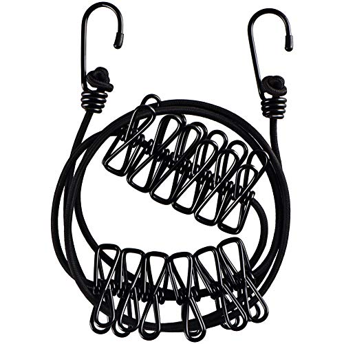 Tendedero ropa Tendedero portátil (negro) elástico, tendedero de viaje, retráctil ajustable, de cuerda a prueba de viento de alambre para acampar ropa de viaje, secado de ropa al aire libre Cover