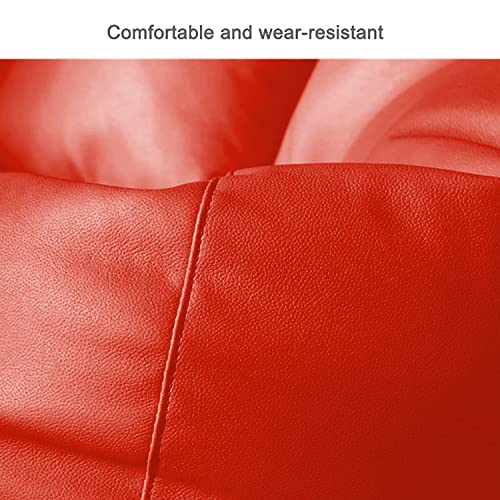 Image of Gold 5XL Bean Bag Combo with Footstool & Cushion | Faux Leather Teardrop Bean Bag for Adults & Teens | Pre-Filled with Beans | Home, Bedroom, Living Room, Office (5XL - Red)