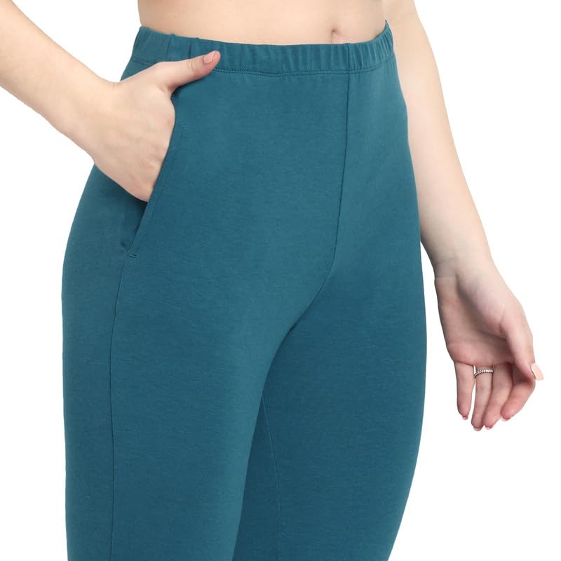 Image of ONE SKY Women Full Length Leggings | Cotton Modal Spandex Blend | High Waist Stretchable & Bio-Washed Fabric | Colour-Lock Technology | Comfortable Leggings for Women