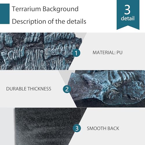 Image of 4pcs Rock Terrarium Background,3D Reptile Tank Background Board,Amphibian Stereo Backdrop Wall,Lizard Snake Gecko Spider Chameleon Turtle Fish pet silo Background Decorative Panel