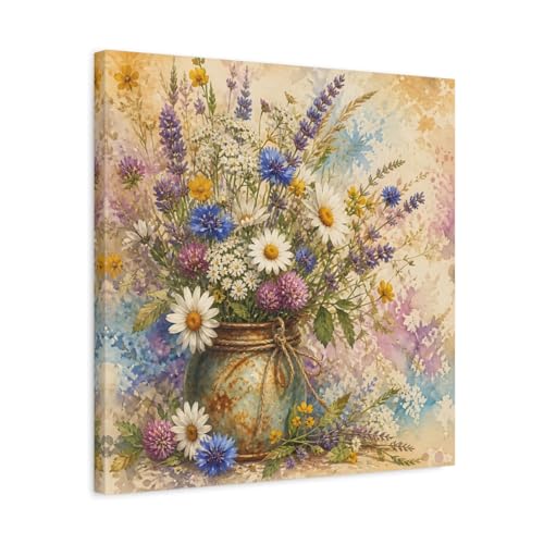 Toile fleurs sauvages 50x50 cm pour réveiller un mur blanc de salon triste et sans vie