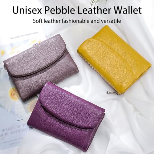 Unisex Pebble Leather Wallet, 5.3In Short Genuine Leather Coin Card Holder, Short Genuine Leather Purse for Coins and Cards, Small Compact Bifold Pocket Purse Multicolor, for Men & Women (#08)2