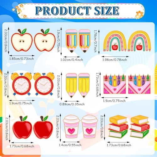 AUGSUN 9 Pairs Theme Enamel Stud Earrings for Women Rainbow Pencil Book Stud Earrings Set for Graduation Teacher Appreciation Gift Back to Decoration2