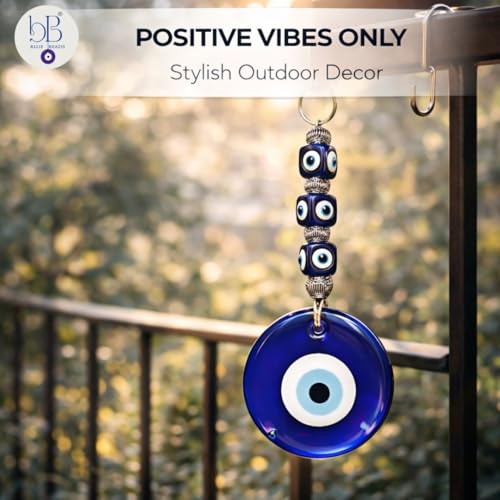 Image of BLUE BEADS Turkish Feng Shui Vastu Blue Glass Evil Eye Hanging /Door Hanging Nazar Batu for Protection and Good Luck - Perfect for Gifting Home or Office (Latest-EE)