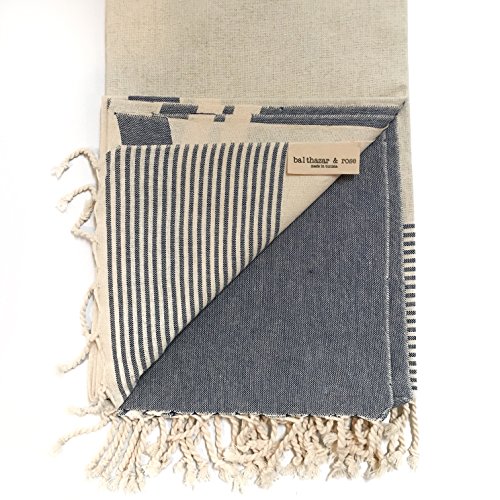 (BALTHAZAR & ROSE) RED Fouta: Flat Weave Blue