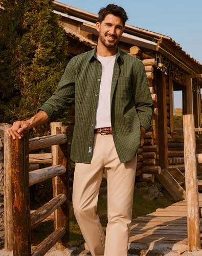 PJ PAUL JONES Men's Casual Button Down Shirts Long Sleeve Textured Wrinkle Free Untucked Shirt with Pocket2