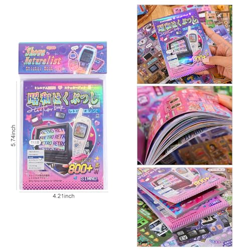 Image of Girl's Japanese Retro Sticker Book, Y2K Theme - 800+ Cute Old Showa Style Old Items Stickers, for DIY Scrapbooking Journaling Handbook Decoration