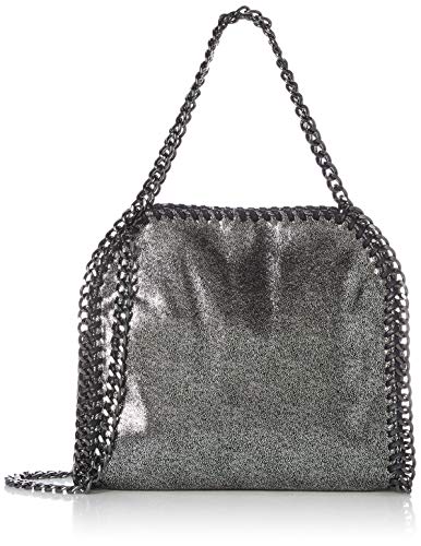 [エーエムエス] 2WAY チェーンショルダーバッグ レディース バッグ グリッター素材 クラッキング加工 ドレス パーティー モード 黒 銀 シルバー