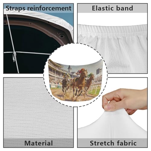 Image of Hood Cover for Compact Sedan SUV Trucks, 59x39 inches Stretchable Car Hood Wrap Blankets, Horse Racing Waterproof Automotive Exterior Accessories