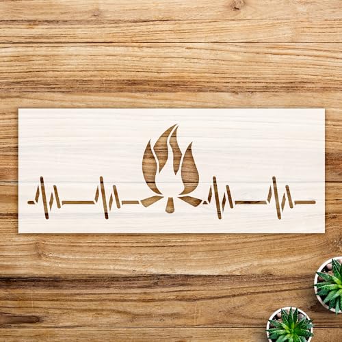 Campfire Heartbeat Pulse Stencil for Wood Signs and Home Decor, DIY Outdoor Adventure Craft Template, Perfect for Painting and Creative Projects - Size A1 (33.1