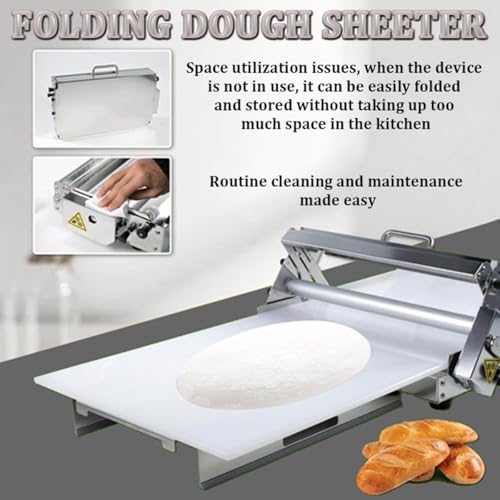 Laminadora de masa, máquina manual de pasta para panadería y pizza, acero inoxidable, grosor ajustable, fácil de limpiar y montar